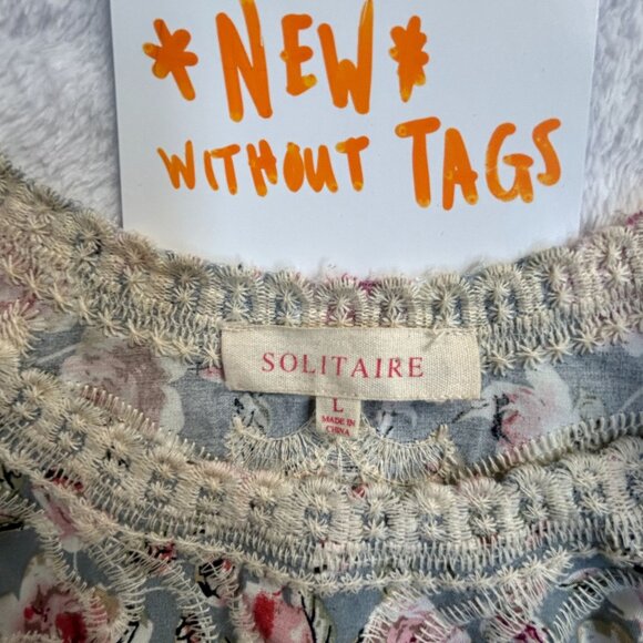 Solitaire Floral Embroidered Scallop Hem Tunic Blouse Women's Large Cottagecore - Picture 4 of 9